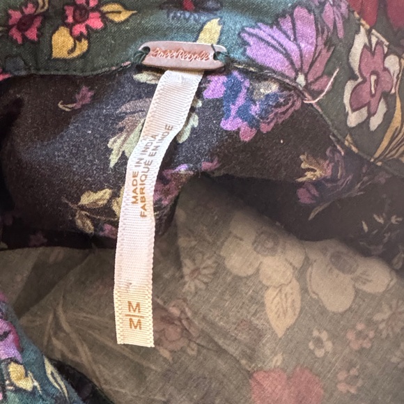 Free People My Time Floral Mini Shirt Dress, Black Medium - Picture 5 of 8